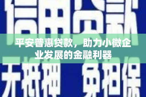 大兴安岭平安普惠贷款，助力小微企业发展的金融利器