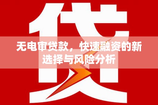 大兴安岭无电审贷款，快速融资的新选择与风险分析