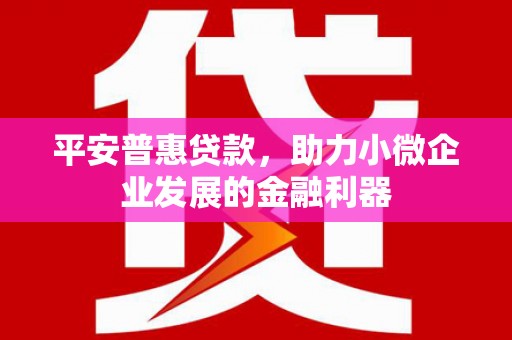 大兴安岭平安普惠贷款，助力小微企业发展的金融利器