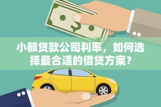 大兴安岭小额贷款公司利率，如何选择最合适的借贷方案？